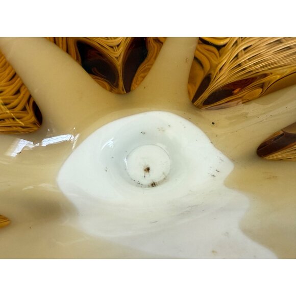 Vintage MCM Midcentury Art Glass Dish/Bowl Amber and Milk Glass - Picture 8 of 13